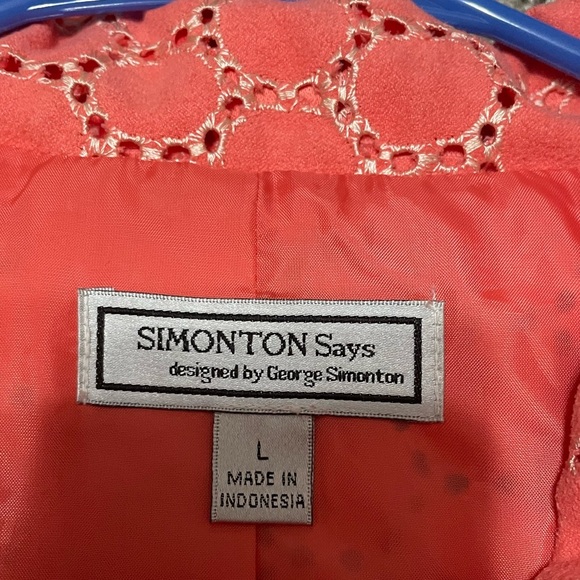 Simonton Says jacket Women’s Large lightweight w/Liner zipper front Coral Orange - Picture 4 of 9